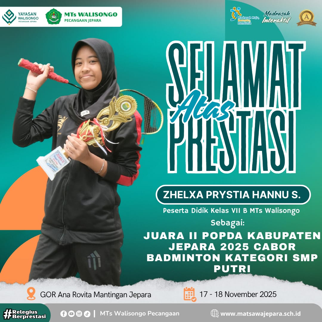 Siswi MTs Walisongo Raih Juara 2 Cabor Badminton Popda Jepara 2025