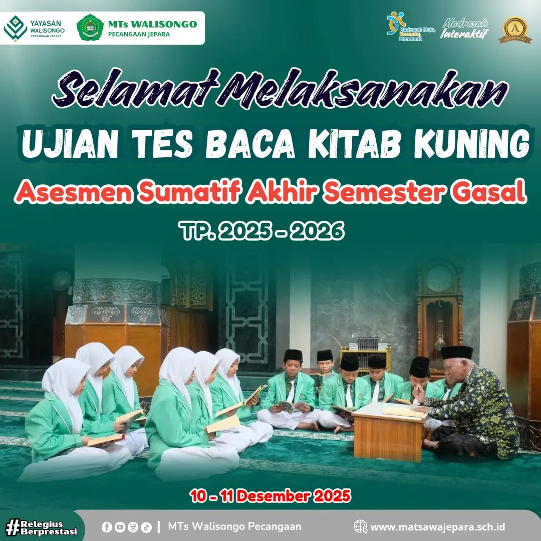 Peserta Didik MTs Walisongo Laksanakan Tes Baca Kitab Kuning dalam Rangkaian Asesmen Sumatif Akhir Semester