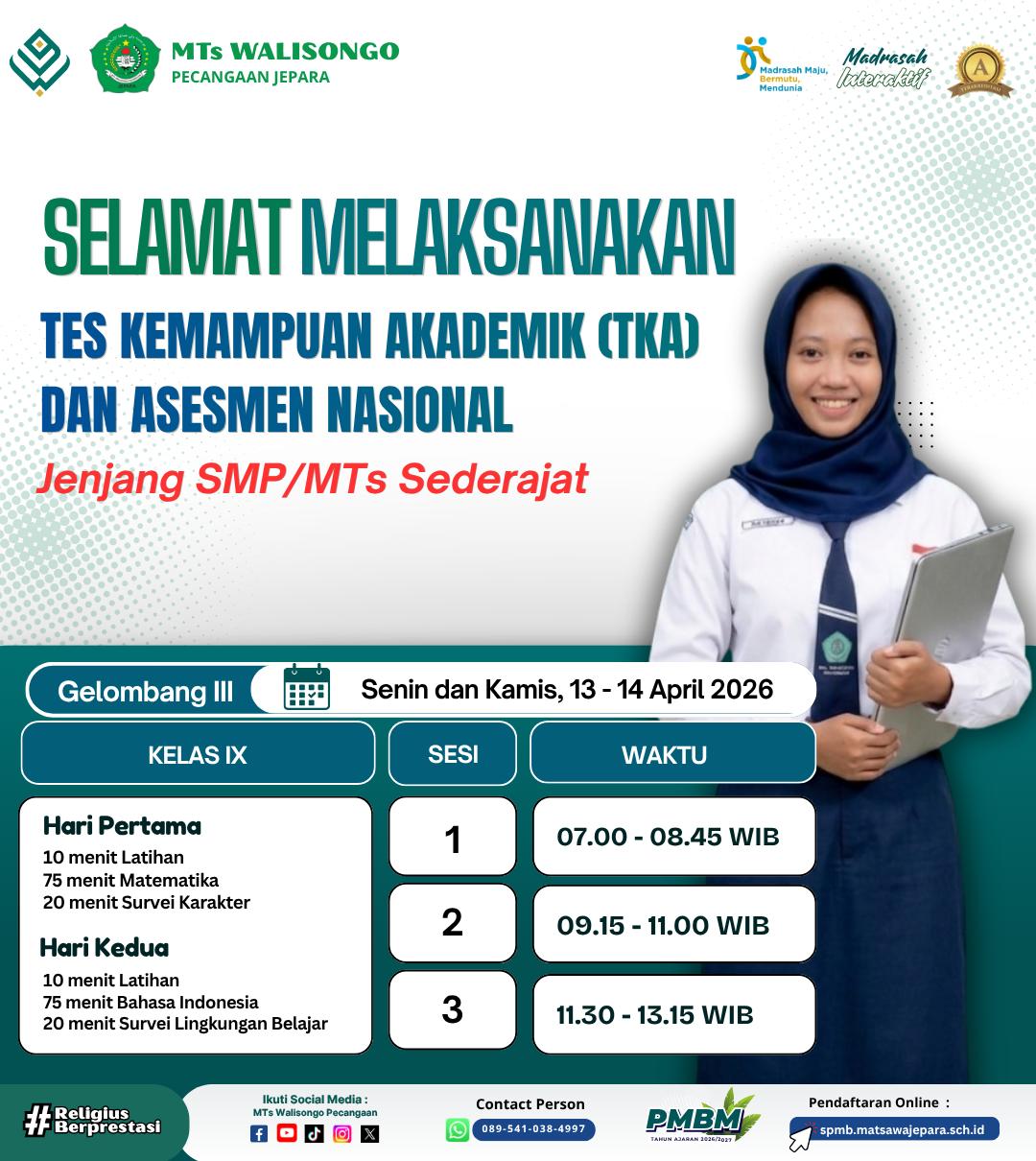 MTs Walisongo Pecangaan Jepara Gelar TKA dan Asesmen Nasional dengan Sistem Sesi dan Pengawasan Silang