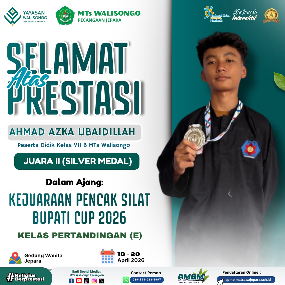 Siswa MTs Walisongo Raih Prestasi di Kejuaraan Pencak Silat Bupati Cup 2026